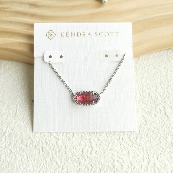 Kendra Scott Jewelry - Kendra Scott Berry red glass Elisa Pendant Necklace Silver